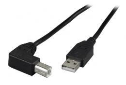 USB2.0 Anschlusskabel A-B (gewinkelt), St.-St., 0,5m, schwarz, Standard