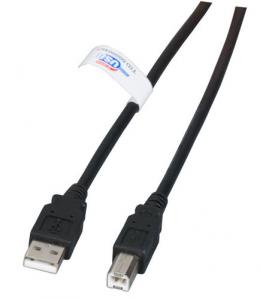USB2.0 Anschlusskabel A-B, St.-St., 1,0m, schwarz, LSZH