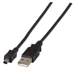 USB2.0 Anschlusskabel A - Mini B (4polig), schwarz, 1,8m