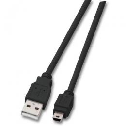 USB2.0 Anschlusskabel A - Mini B (5polig), St.-St., 1,8m, schwarz, Classic