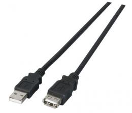 USB2.0 Verlngerungskabel A-A, St.-Bu., 3,0m, schwarz, LSZH