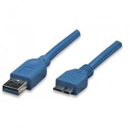 USB3.0 Anschlusskabel Stecker Typ A - Stecker Micro B, Blau 2 m