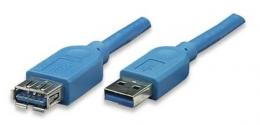 USB3.0 Verlngerungskabel Stecker Typ A - Buchse Typ A, Blau 0,5 m