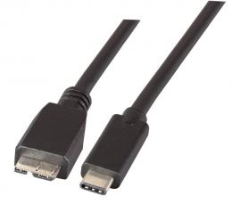 USB3.1 Anschlusskabel Micro B-C, ,St-St, 0,5m, schwarz, Premium
