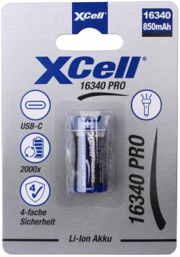 XCell Pro 16340 CR123A mit USB-C Ladebuchse