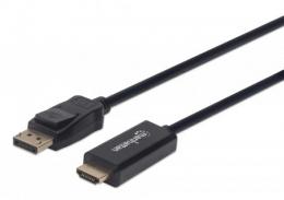 4K@60Hz DisplayPort auf HDMI-Kabel MANHATTAN DisplayPort-Stecker auf HDMI-Stecker, 1,8 m, schwarz