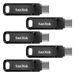 5er Pack SanDisk Ultra Dual Go Typ-A/Typ-C 64GB USB-Stick Swivel, bis zu 150 MB/s, USB 3.2 Gen 1x1 (5 Gbit/s)