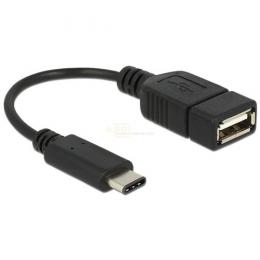 Adapterkabel USB Type-C 2.0 Stecker > USB 2.0 Typ A Buchse   Blister    15 cm schwarz