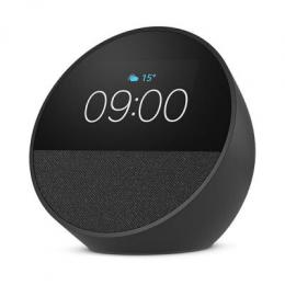 Amazon Echo Spot (2024), schwarz Smart Clock, Erinnerungen, Wetter, Timer und mehr. Lass dir Songtitel anzeigen und steuere einfach per Sprachbefehl
