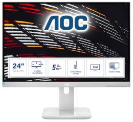 AOC 24P1/GR 24 Zoll FHD Monitor, höhenverstellbar (1920x1080, 60 Hz, VGA, DVI, HDMI, DiplayPort, USB Hub) grau