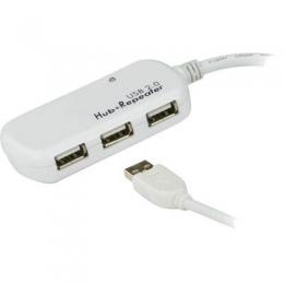 ATEN UE2120H Repeater USB 2.0 Aktiv-Verlngerung mit Hub und Signalverstrkung Stecker A an 4x Buchse A 12m