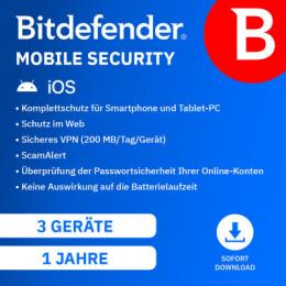 Bitdefender Mobile Security für iOS [3 Geräte - 1 Jahr]