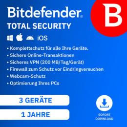 Bitdefender Total Security [3 Geräte - 1 Jahr]