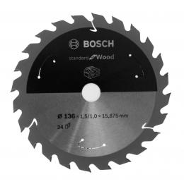 Bosch Kreissägeblatt Standard for Wood 136 x 1,5 x 16 mm 24 Zähne ( 2608837667 )