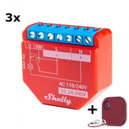 Bundle 3x Shelly PLUS 1PM + Blu Button1 red