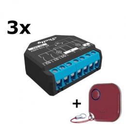 Bundle 3x Shelly Plus 2PM, WLAN Schaltaktor + Blu Button1 rot