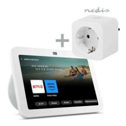 Bundle Amazon Echo Show 8 (3. Gen. 2023) + Nedis Smart Plug Smarter HD-Touchscreen mit 3D-Audio, Smart-Home-Hub + Smartlife Stecker, WLAN, Leistungsme