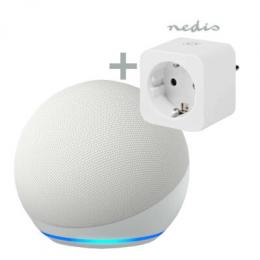 Bundle Echo Dot (5. Generation, 2022), weiß + Nedis Smart Plug - Smartlife Smart Stecker, WLAN, Leistungsmesser, 3680 W, Type F (CEE 7/3)