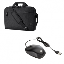Bundle HP 15,6 Zoll Tasche und USB Maus - optische Maus (kabelgebunden, 1000dpi, 2 Tasten, Linkshänder geeignet)