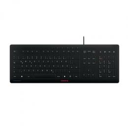 CHERRY Stream Protect Keyboard schwarz, USB, DE - inkl. B-Ware Schutzmembran (Silikon), spritzwassergeschützt, 10 Multimediatasten