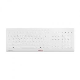 CHERRY Stream Protect Keyboard Wireless Weiß, USB, DE - Layout inkl. Membran, Schutzmembran (Silikon), spritzwassergeschützt, 10 Multimediatasten