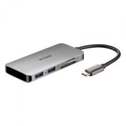 D-Link 6-In-1 USB-C Hub (DUB-M610) [Dual-Slot Kartenleser, 2x USB 3.0, 1x HDMI, 1x USB-Typ C/Thunderbolt 3]