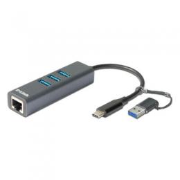 D-Link DUB-2332 USB-Netzwerk-Adapter mit 3 USB-Ports USB-C/USB-A zu Gigabit-Ethernet