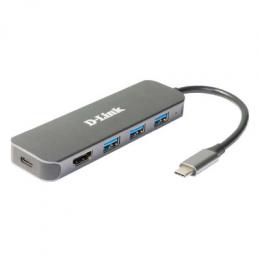 D-Link DUB-2333 USB-Hub mit HDMI und Ladefunktion 1x USB-C mit PD, 3x USB-A 3.0, 1x HDMI 1.4