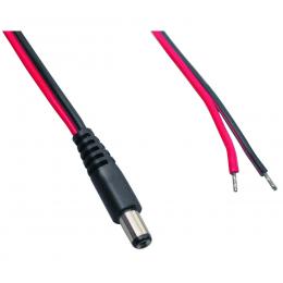DC-Kabel 2 x 0,4 mm² mit DC-Hohlstecker 2,1/5,5/9,5 mm gerade, 2 m, rot-schwarz