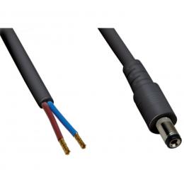 DC-Kabel 2 x 0,5 mm² mit DC-Hohlstecker 2,5/5,5/9,5 mm gerade, 2 m, schwarz