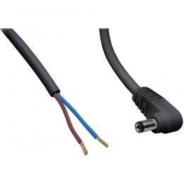 DC-Kabel 2 x 0,5 mm² mit DC-Winkelhohlstecker 2,1/5,5/9,5 mm, 2 m, schwarz