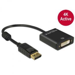 Delock 20cm Adapterkabel schwarz [DisplayPort 1.2 Stecker > DVI Buchse, 4K, Aktiv]