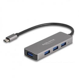 Delock 4 Port USB 5 Gbps Hub mit USB Type-C™ Anschluss – – USB Typ-A Buchsen seitlich