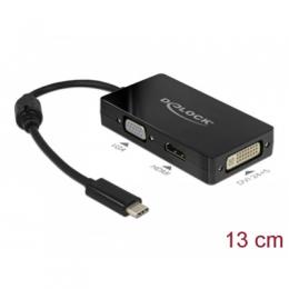 Delock Externer Videoadapter - USB-C - DVI, HDMI, VGA schwarz