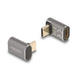 Delock USB Adapter 40 Gbps USB Type-C™ PD 3.0 - 100 W Stecker zu Buchse gewinkelt 8K 60 Hz Metall