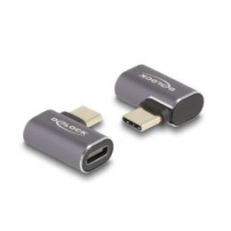 Delock USB Adapter 40 Gbps USB Type-C™ PD 3.0 100 W - Stecker zu Buchse gewinkelt links / rechts 8K 60 Hz Metall