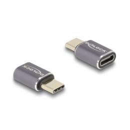 Delock USB Adapter 40 Gbps USB Type-C™ PD 3.0 100 W - Stecker zu Buchse Portschoner 8K 60 Hz Metall