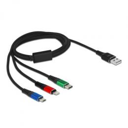 Delock USB Ladekabel 3 in 1 Typ-A zu Lightning™ / Micro USB / USB Type-C™ 1 m 3-farbig