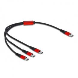 Delock USB Ladekabel 3 in 1 USB Type-C™ zu 3 x USB Type-C™ 30 cm schwarz / rot