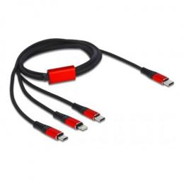 Delock USB Ladekabel 3 in 1 USB Type-C™ zu Lightning™ / Micro USB / USB Type-C™ 1 m schwarz / rot
