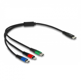 Delock USB Ladekabel 3 in 1 USB Type-C™ zu Lightning™ / Micro USB / USB Type-C™ 30 cm