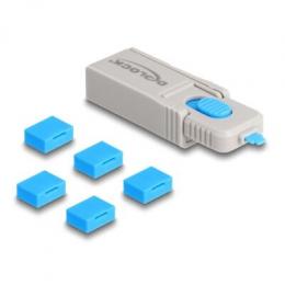 Delock USB Port Blocker Set für USB Typ-A Buchse 5 Stück + Verschlusswerkzeug