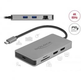 Delock USB Type-C™ Dockingstation 4K - Dual HDMI MST / USB 3.2 SD / LAN / PD 3.0