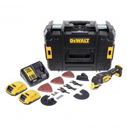 DeWalt DCS 355 D2 Akku Oszillierer 18 V Brushless + 2x Akku 2,0 Ah + Ladegerät + 29 tlg. Zubehör Set + TSTAK