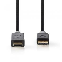 Displayport-Kabel DisplayPort Stecker | HDMI™ Stecker | 4K@30Hz | Vergoldet | 1.00 m | Rund | PVC | Anthrazit | Box