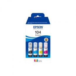 Epson 104 EcoTank-Tintenflaschen 4er-Pack 4x Farben Für Kompatibilität, siehe Artikel-Beschreibung | 4x Tintenflaschen: Schwarz, Magenta, Gelb & Cyan