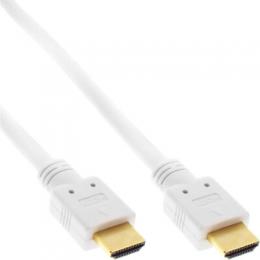 InLine HDMI Kabel, HDMI-High Speed mit Ethernet, Premium, Stecker / Stecker, wei / gold, 7,5m