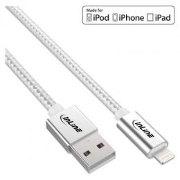 InLine Lightning USB Kabel, silber/Alu, 2m MFi-zertifiziert