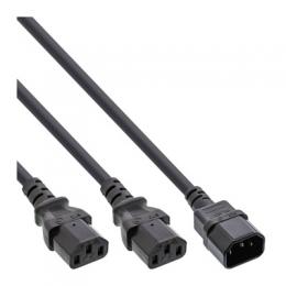 InLine® Netz-Y-Kabel, Kaltgeräte, 1x IEC-C14 auf 2x IEC-C13, 1m