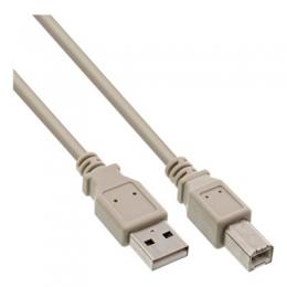 InLine® USB 2.0 Kabel, A an B, beige, 1.8m, bulk